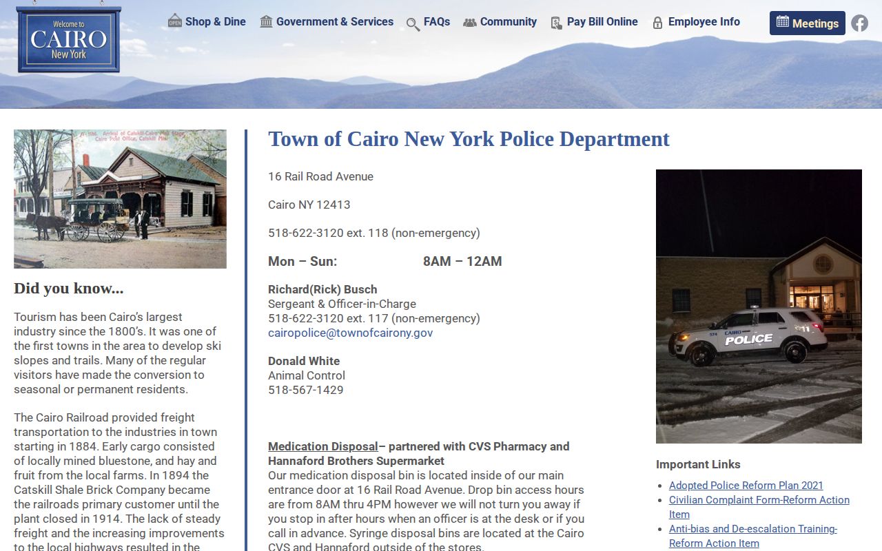 Town of Cairo Police page for Cairo arrest record information