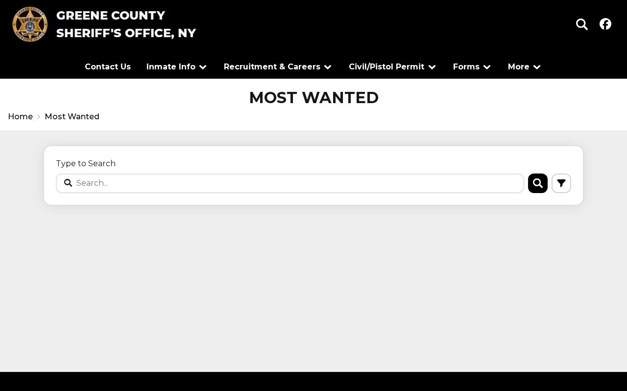 Greene County Sheriff official most wanted feature for wanted-record checks